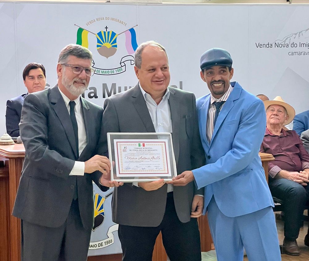 ‘Embaixador das Montanhas Capixabas’, Marco Grillo recebe homenagem da Câmara de Venda Nova